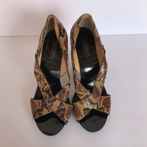 Michael Kors Snakesking Print Heel Shoe Sandals - Picture 2 of 4